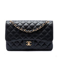 322610014 Classic Double Flap Jumbo Matelassè Caviar Leather Flap Handbag Black 1