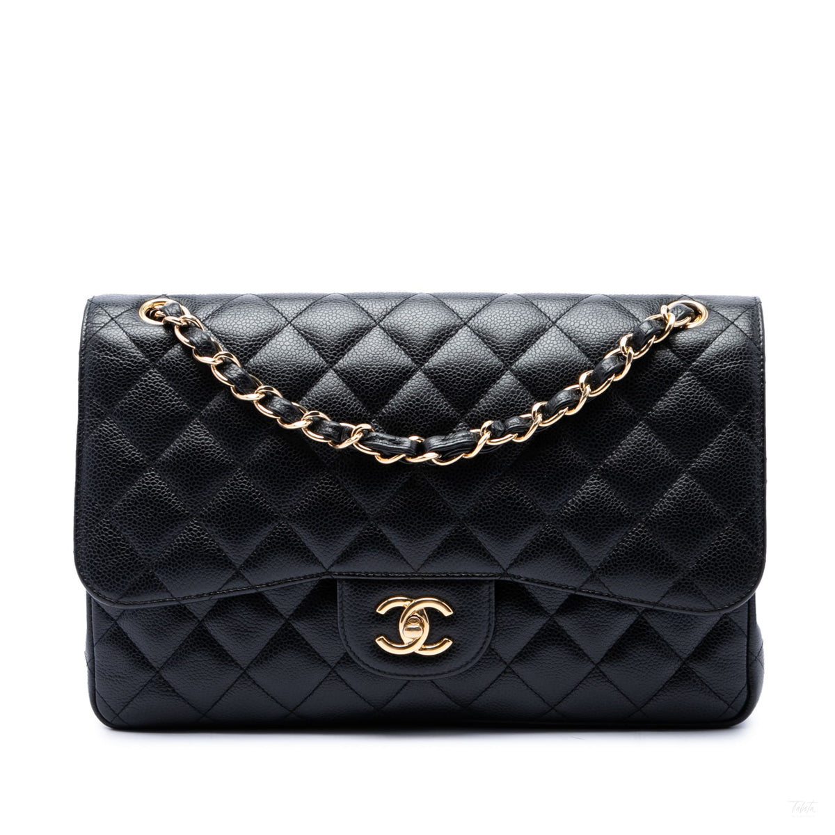 322610014 Classic Double Flap Jumbo Matelassè Caviar Leather Flap Handbag Black 1