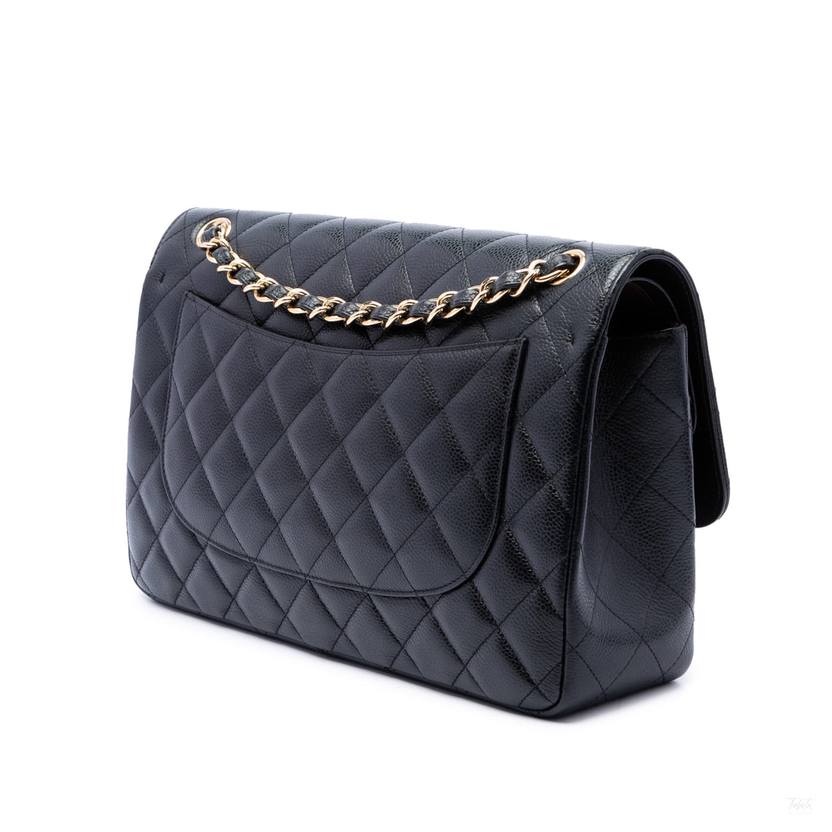 322610014 Classic Double Flap Jumbo Matelassè Caviar Leather Flap Handbag Black 2