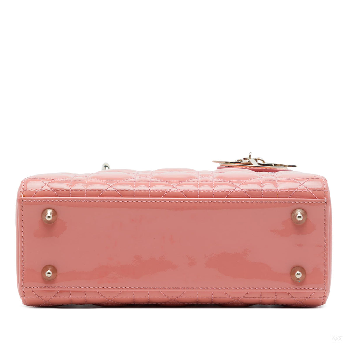 322610016 Lady Dior Small Patent Leather Cannage Tote Handbag Pink 3