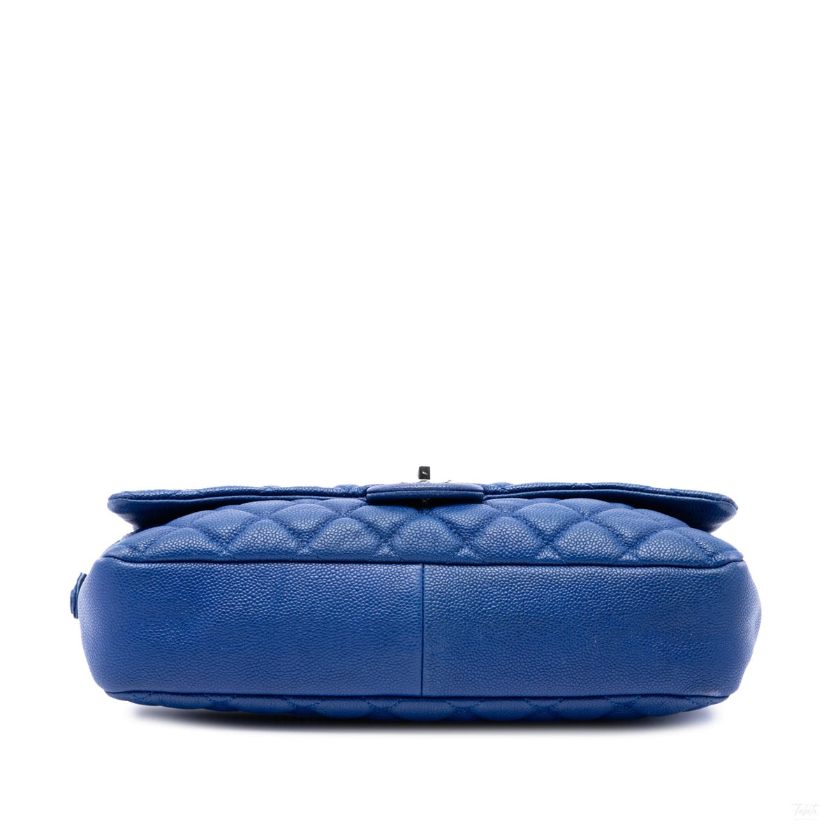 322610018 Easy Flap Jumbo Caviar Leather Quilted Shoulder Bag Blue 3