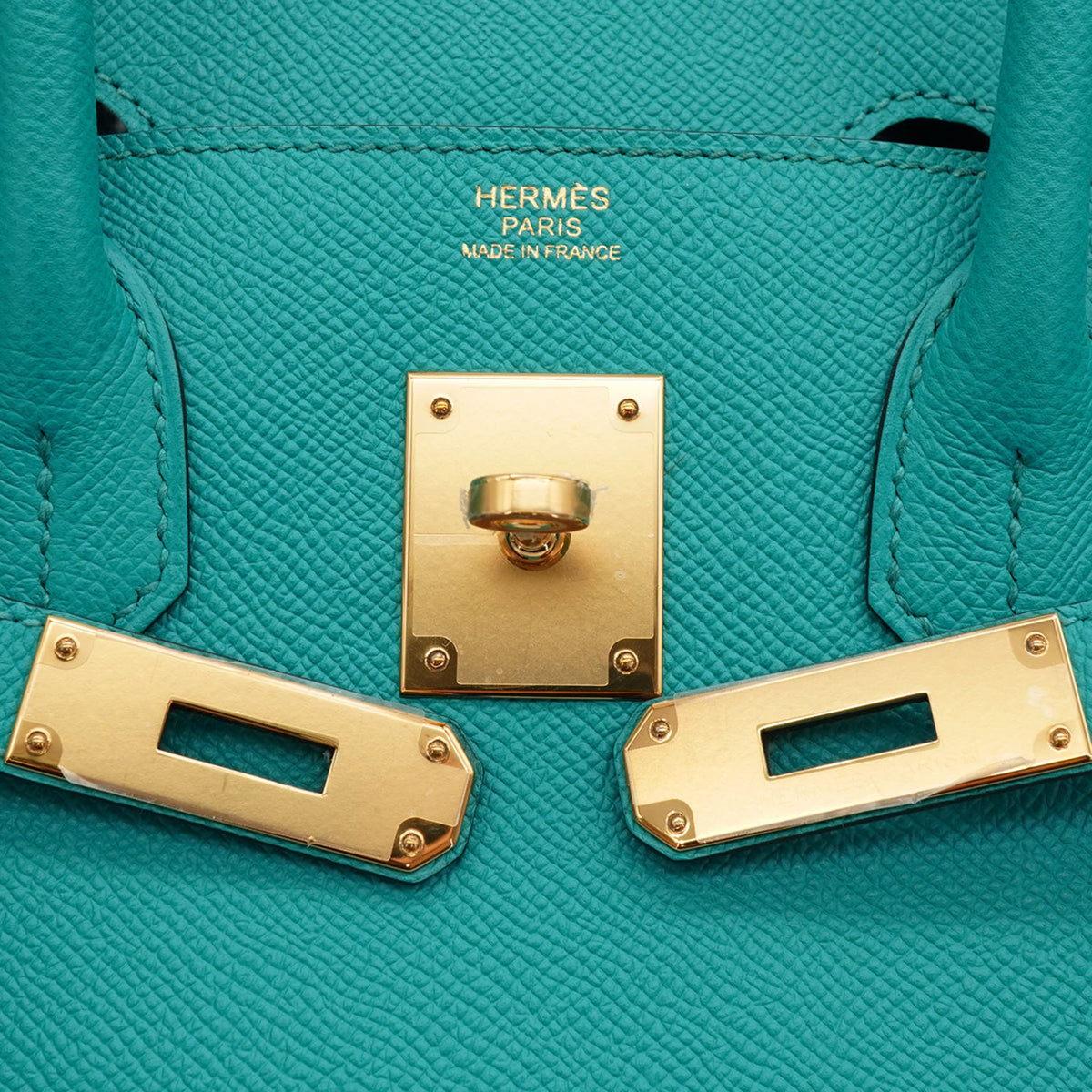 322610026 Birkin 30 Epsom Leather Top handle Bag Blue Paon 8