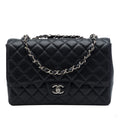 322610030 Classic Single Flap Jumbo Caviar Leather Matelassè Handbag Black 1