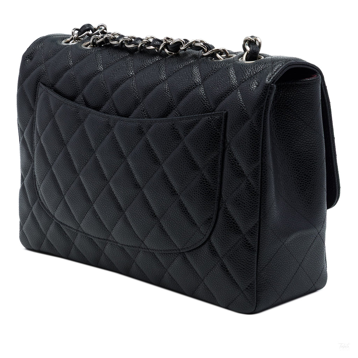 322610030 Classic Single Flap Jumbo Caviar Leather Matelassè Handbag Black 2