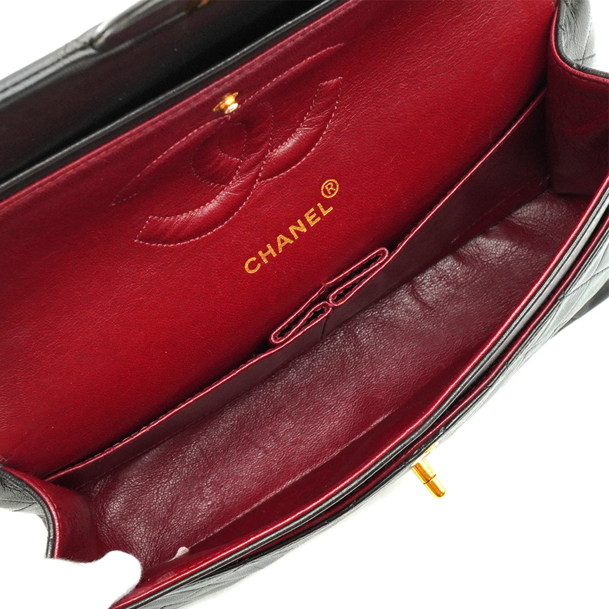 Vintage Classic Double Flap Medium Lambskin Leather Matelassè Shoulder Bag Black