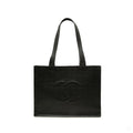 322610044 CC Caviar Leather Tote Shoulder Bag Black 1