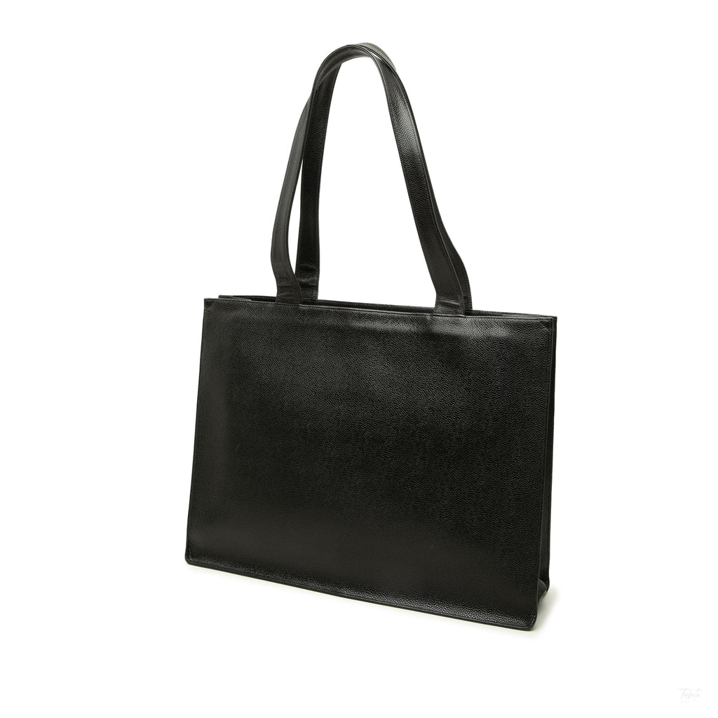 322610044 CC Caviar Leather Tote Shoulder Bag Black 2