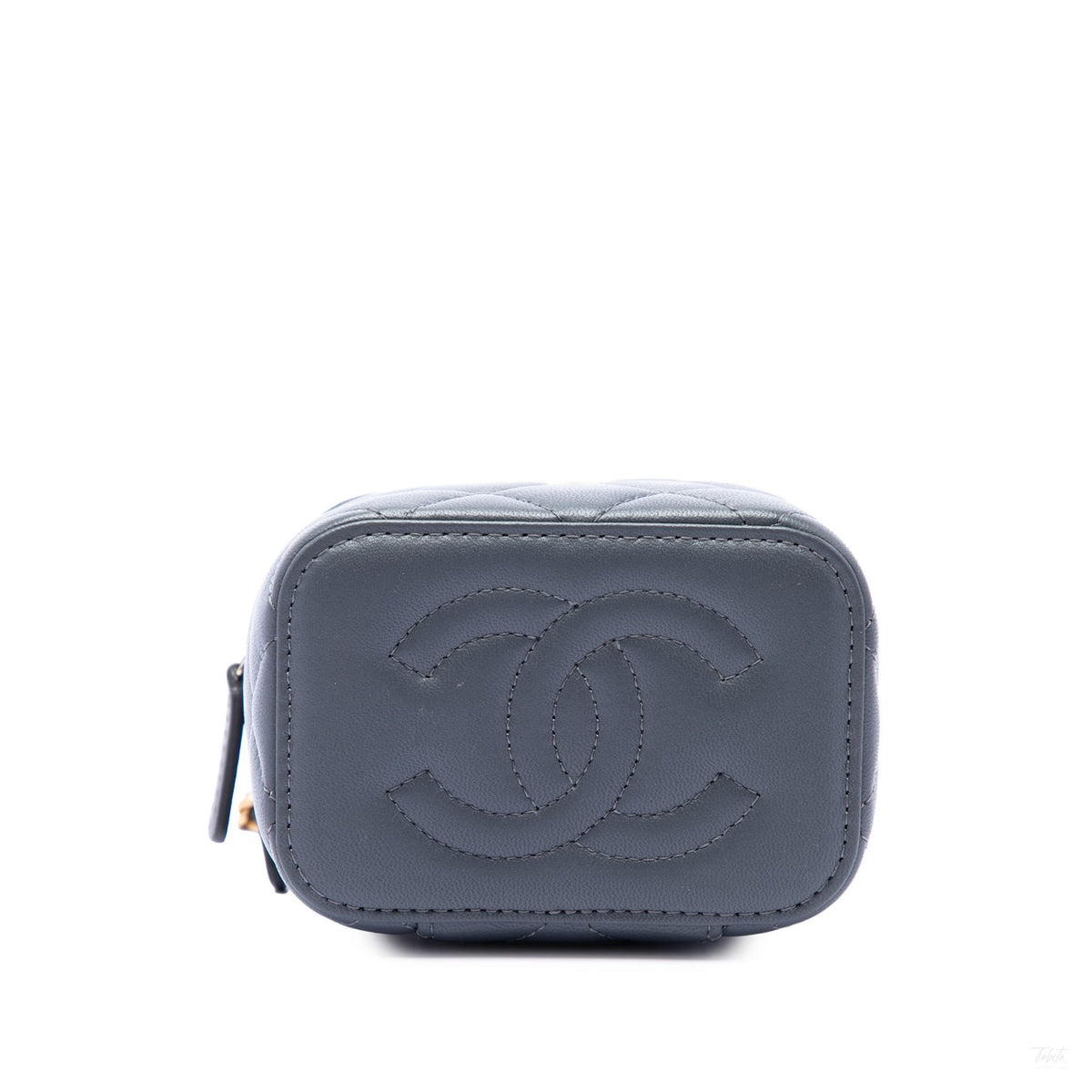 322610046 Trendy CC Mini Lambskin Leather Quilted Vanity Case Handbag Grey 3