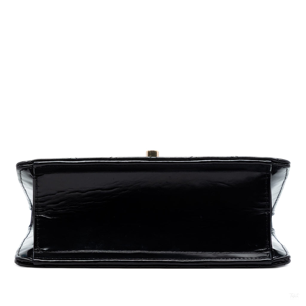 322610050 CC Square Patent Leather Matelassè Flap Shoulder Bag Black 3