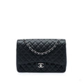 322610052 Classic Double Flap Maxi Caviar Leather Quilted Shoulder Bag Black 1