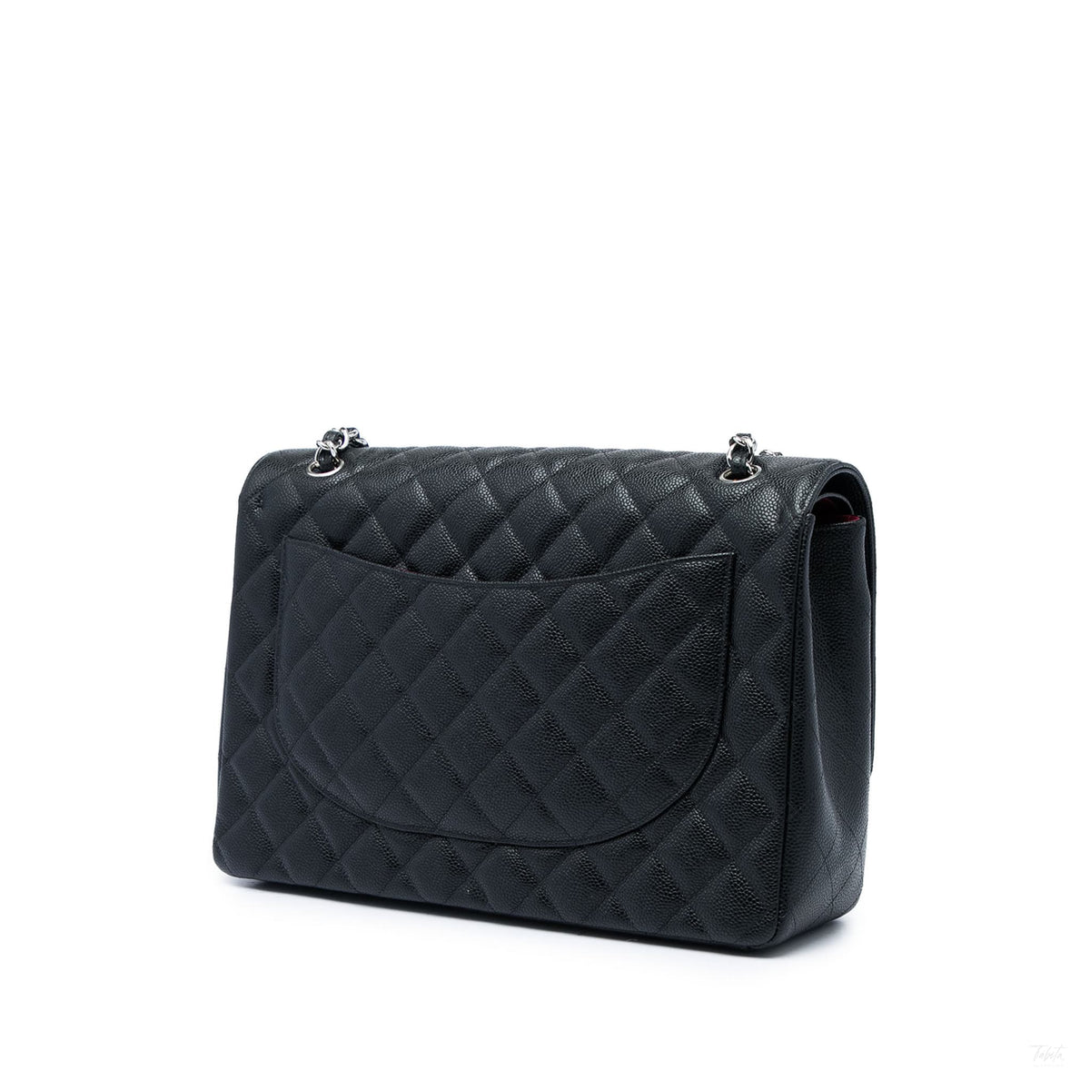 322610052 Classic Double Flap Maxi Caviar Leather Quilted Shoulder Bag Black 2
