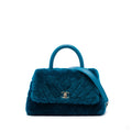 322610083 Coco Mini Shearling Chevron Top handle Shoulder Bag Blue 1