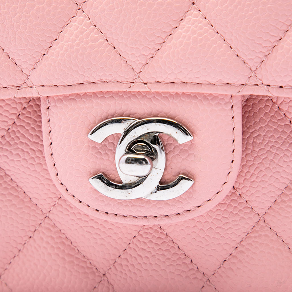 322610085 Classic Double Flap Medium Caviar Leather Matelassè Shoulder Bag Pink 5