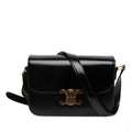 322610087 Triomphe Classique Shiny Calfskin Leather Flap Crossbody Black 1