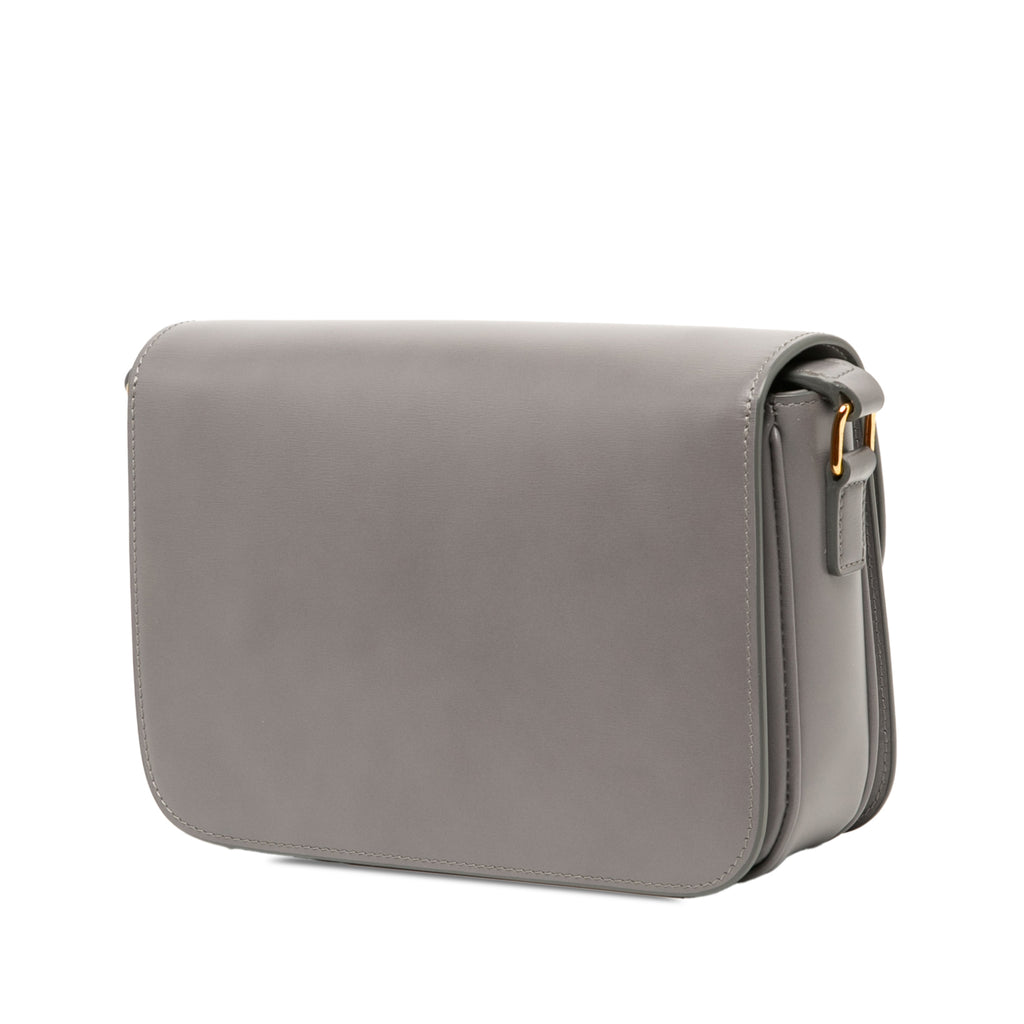 Triomphe Classique Shiny Calfskin Leather Flap Crossbody Grey