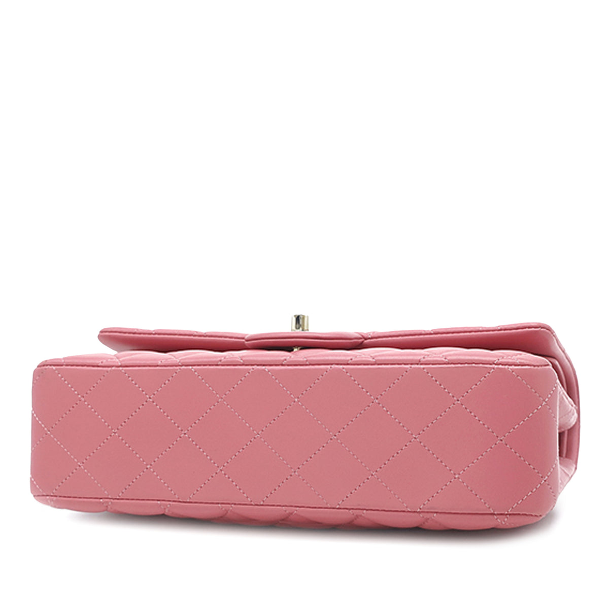 Classic Double Flap Medium Lambskin Leather Matelassé Shoulder Bag Pink 