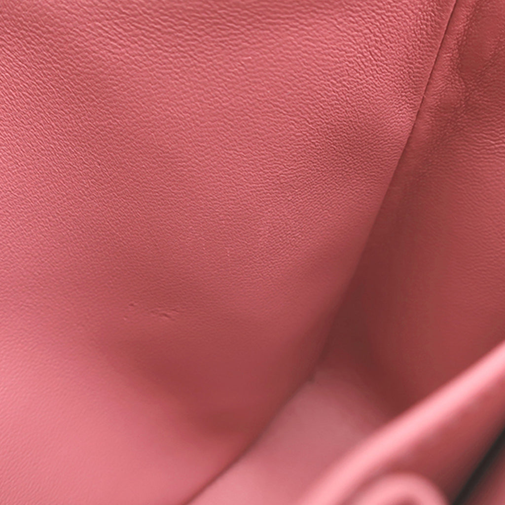 Classic Double Flap Medium Lambskin Leather Matelassé Shoulder Bag Pink 