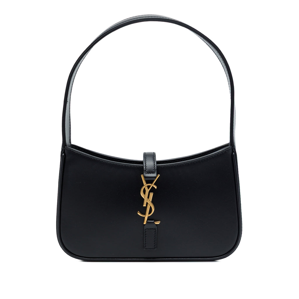 Le 5 à 7 Mini couro Shoulder bolsa Black 
