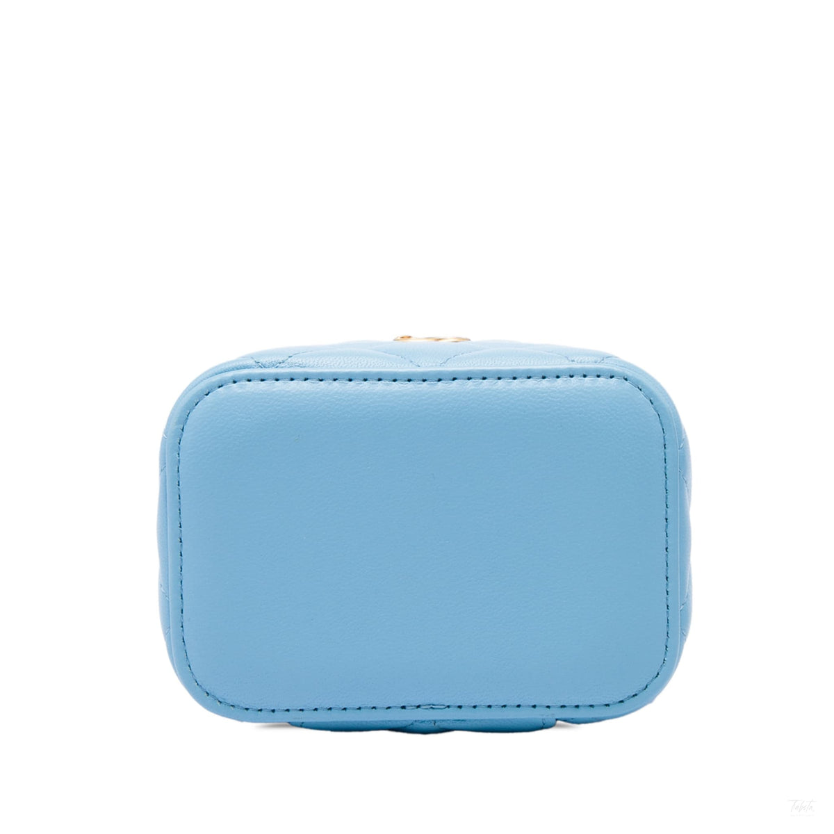 322610114 Vanity Case Mini Lambskin Leather Pearl Charm Quilted Handbag Blue 3
