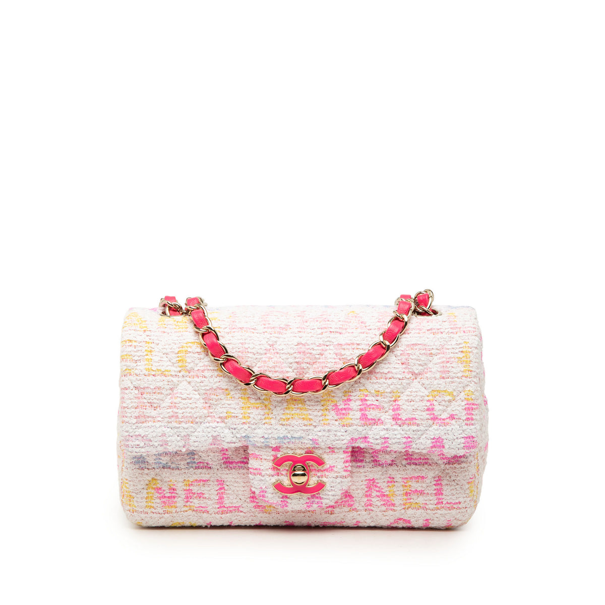 Classic Single Flap Mini Tweed Matelassè Shoulder bolsa Multicolor 