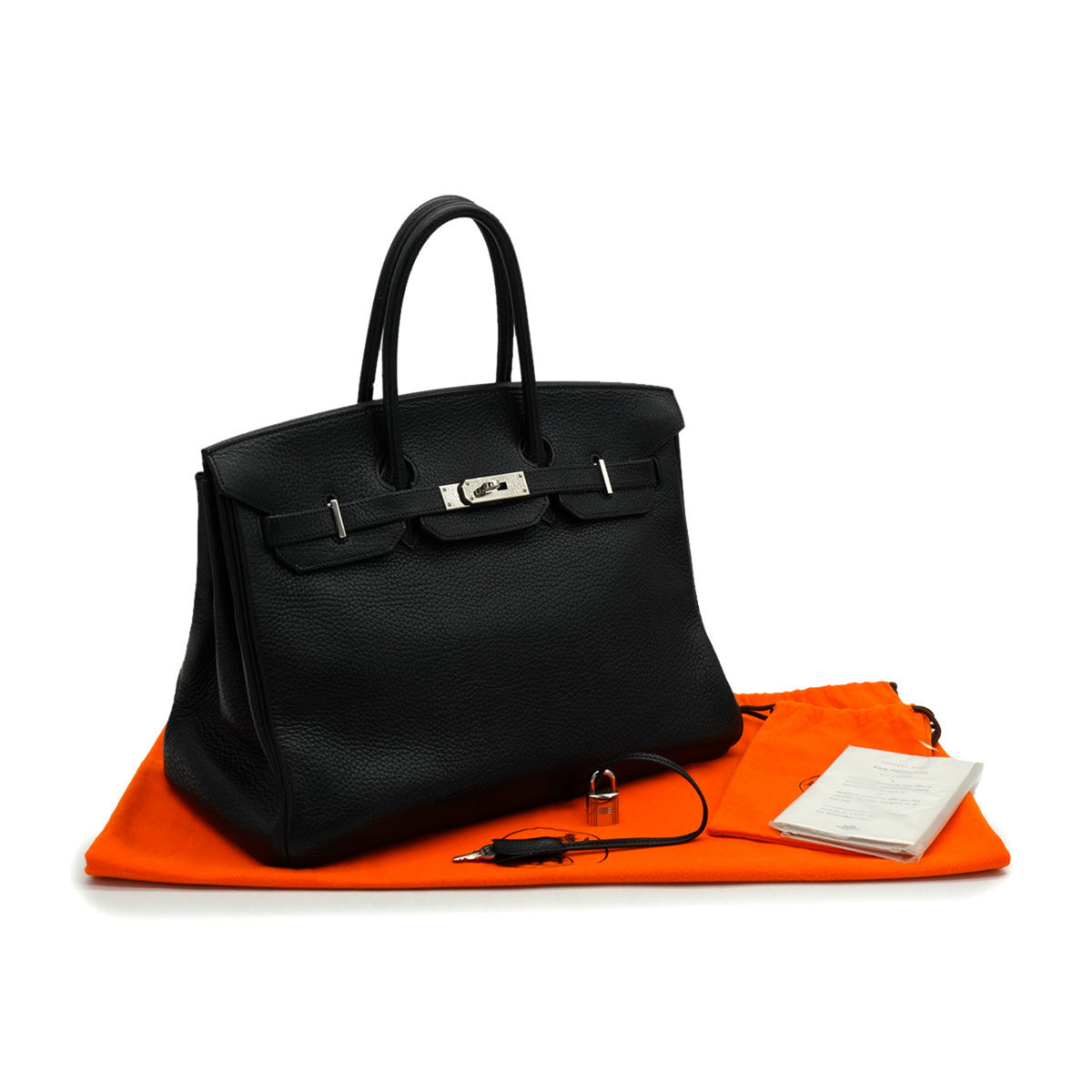 Birkin 35 Taurillon Clemence Leather Top-handle Handbag Black