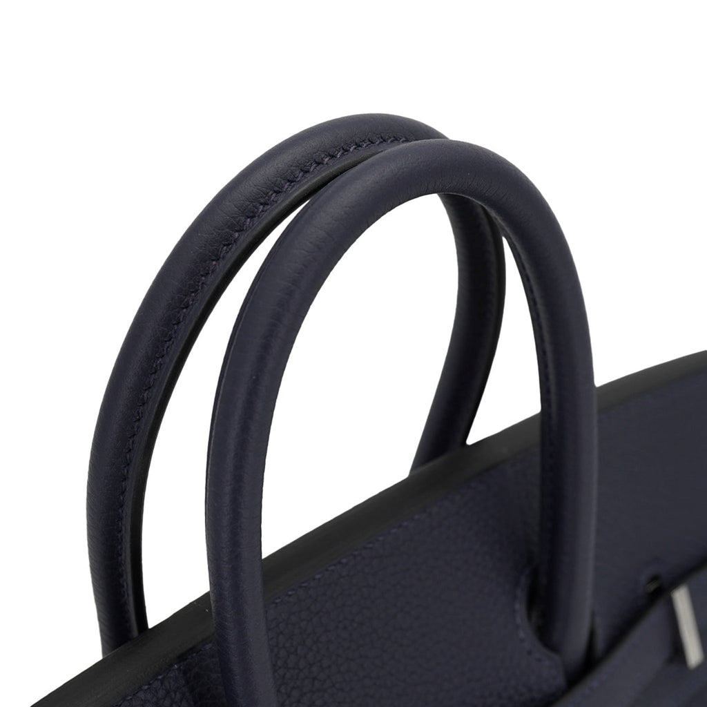 322610120 Birkin 25 Togo Leather Top handle Bag Blue 5