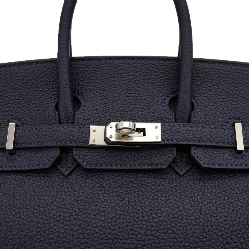 322610120 Birkin 25 Togo Leather Top handle Bag Blue 6