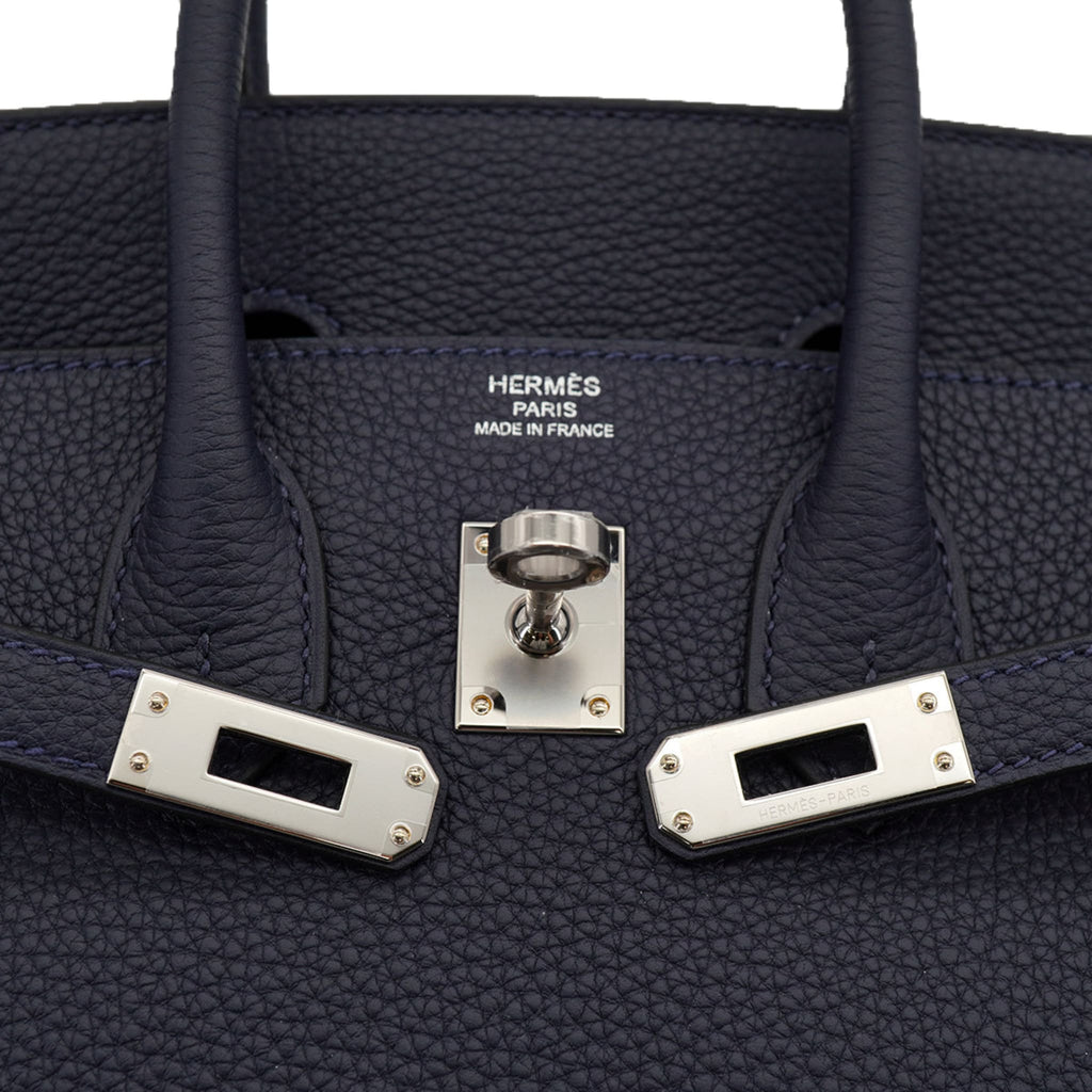 322610120 Birkin 25 Togo Leather Top handle Bag Blue 7