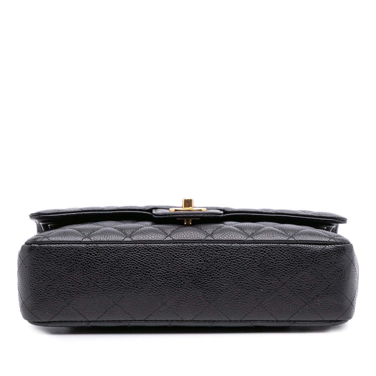 Classic Double Flap Medium Caviar Leather Matelassè Shoulder Bag Black