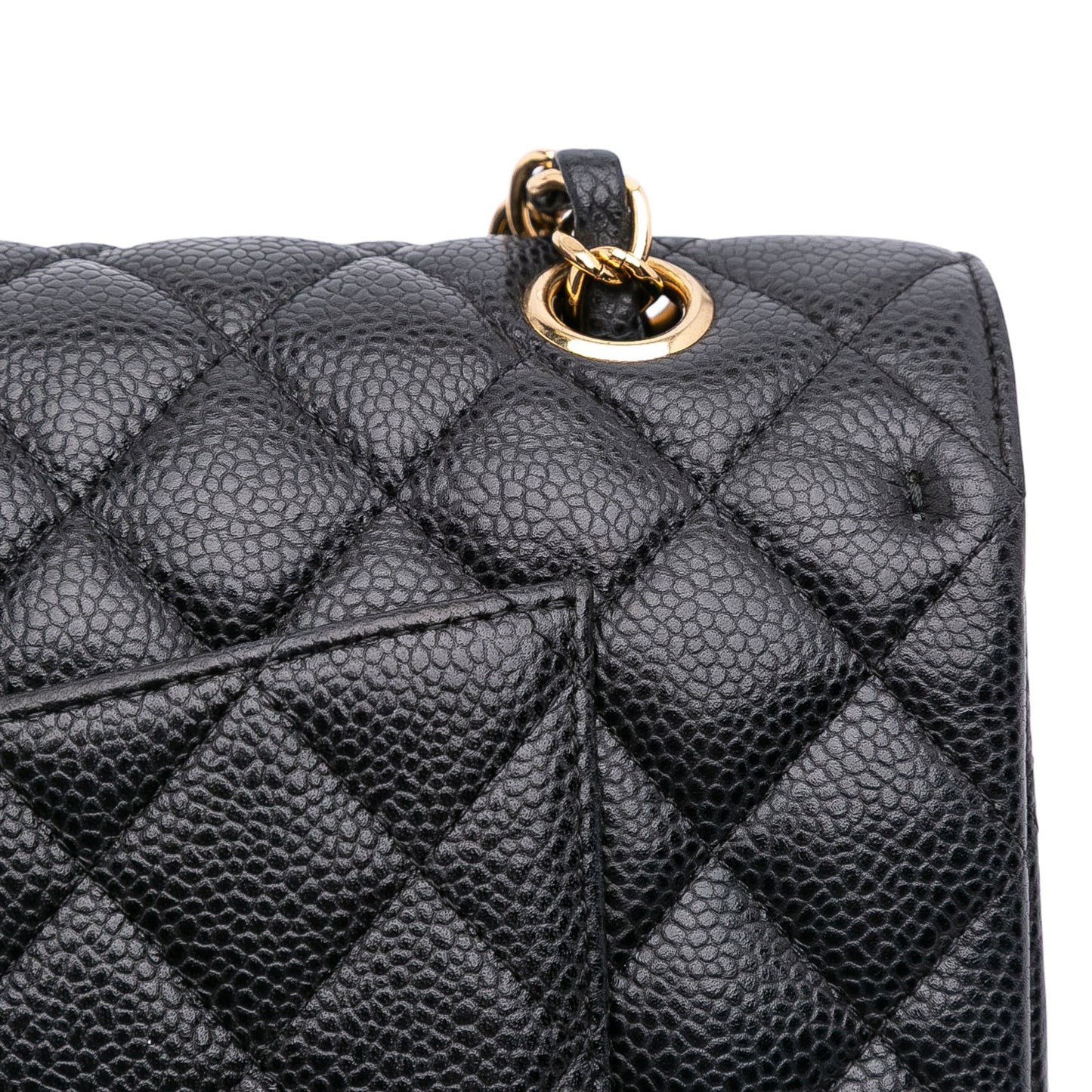 Classic Double Flap Medium Caviar Leather Matelassè Shoulder Bag Black