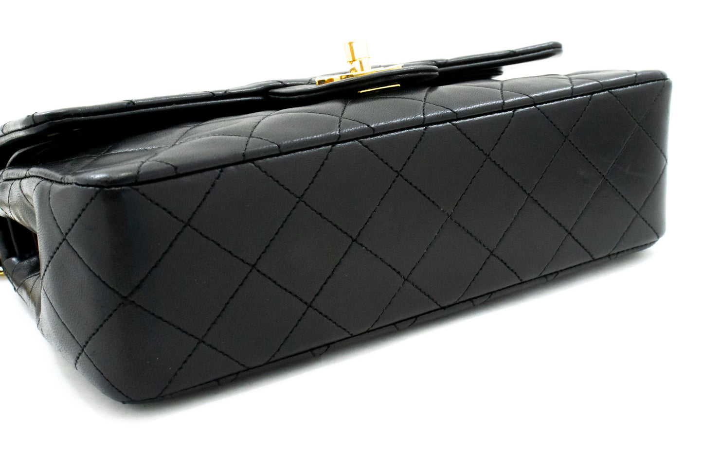 Classic Double Flap Small Lambskin Leather Matelassè Shoulder Bag Black