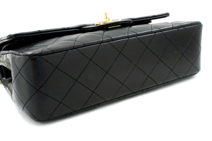 Classic Double Flap Small Lambskin Leather Matelassè Shoulder Bag Black