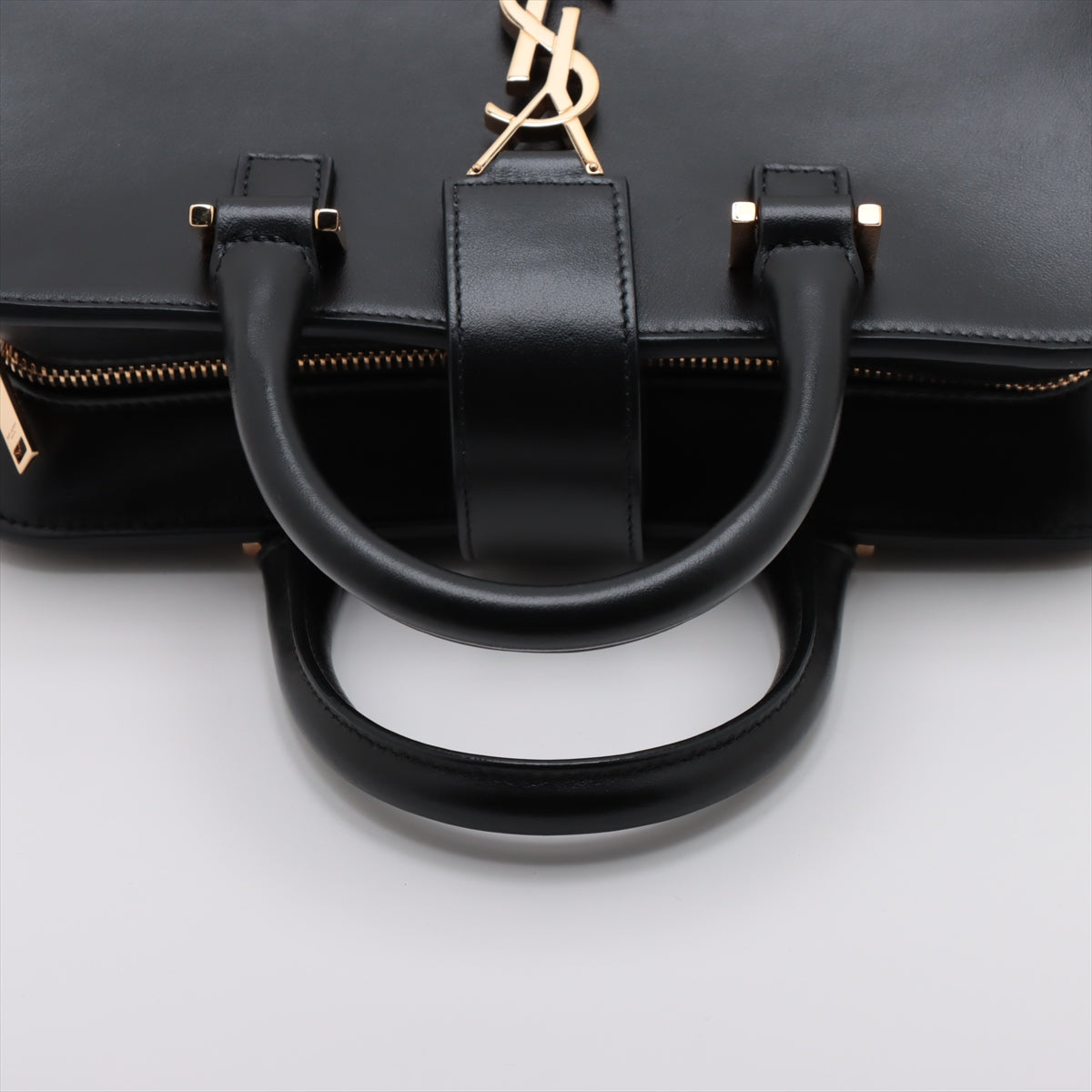 Cabas Baby Leather 2-Ways Top-handle Bag Black