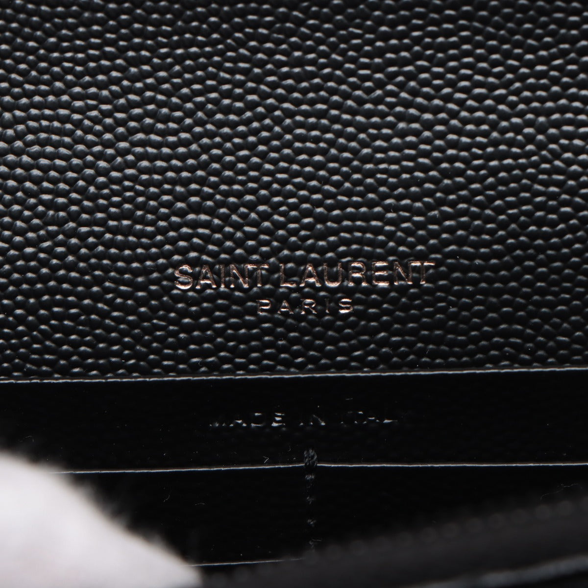 Cassandre Classic Grained Calfskin Leather Chevron Quilted Wallet on Chain Shoulder Bag Black