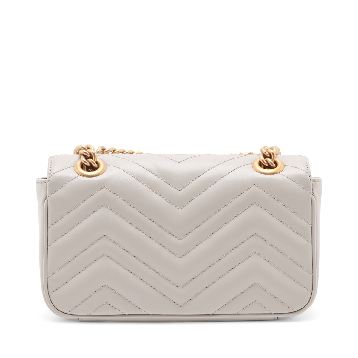 GG Marmont Small Leather Chevron Flap Shoulder Bag Beige