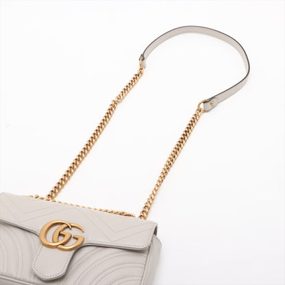 GG Marmont Small Leather Chevron Flap Shoulder Bag Beige