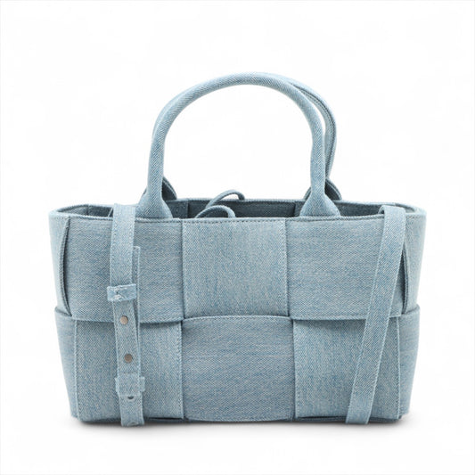 The Arco Mini Denim Maxi Intrecciato Tote Shoulder Bag