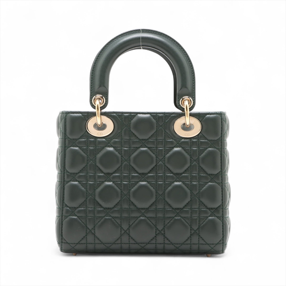 Lady Dior Small Lambskin Leather Cannage No Strap Tote Handbag Military Green