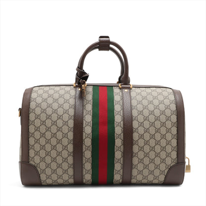 Bolsa Trunk Ophidia Boston couro & Canvas GG Supreme Marrom 