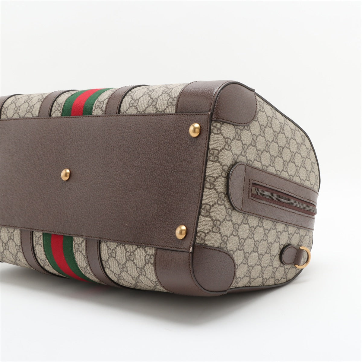 Bolsa Trunk Ophidia Boston couro & Canvas GG Supreme Marrom 