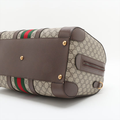Bolsa Trunk Ophidia Boston couro & Canvas GG Supreme Marrom 