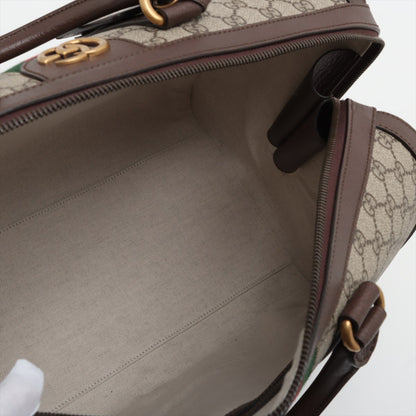 Bolsa Trunk Ophidia Boston couro & Canvas GG Supreme Marrom 