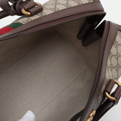 Bolsa Trunk Ophidia Boston couro & Canvas GG Supreme Marrom 