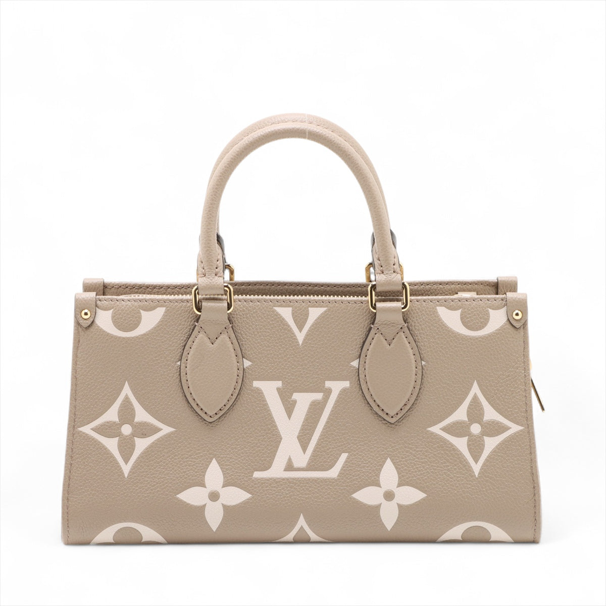 Onthego Leder East West Empreinte Tote Handtasche Taupe 