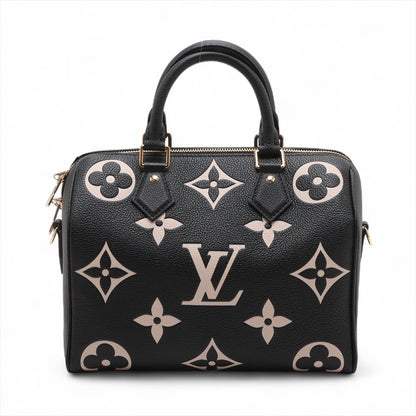 Speedy 25 Bandoulière Empreinte Leather Trunk Bag Black