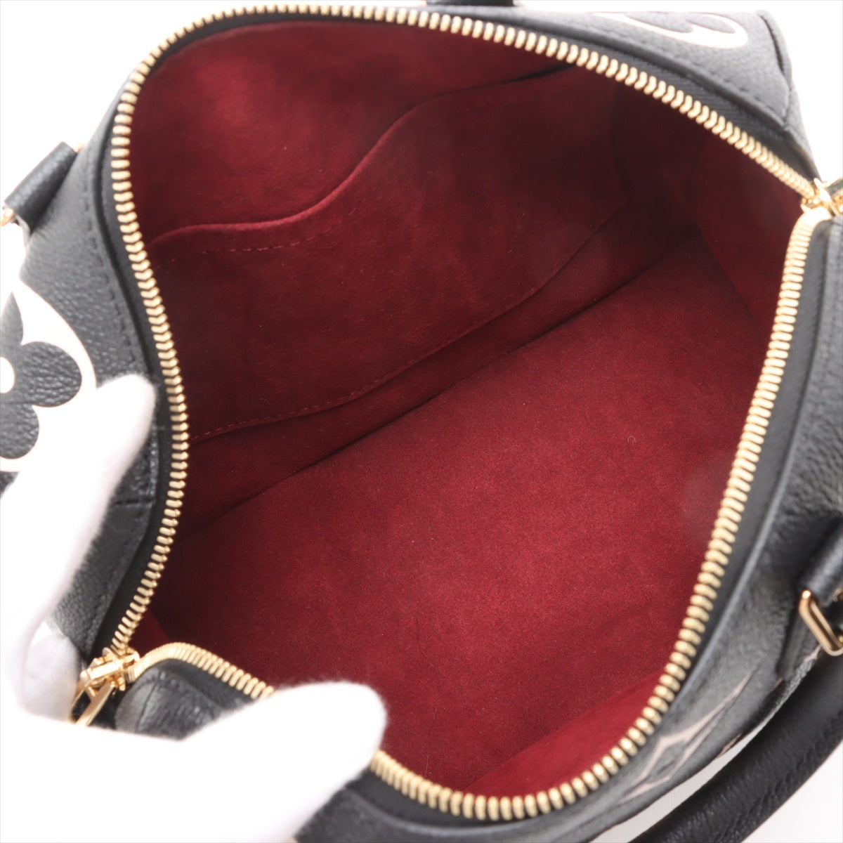 Speedy 25 Bandoulière Empreinte Leather Trunk Bag Black