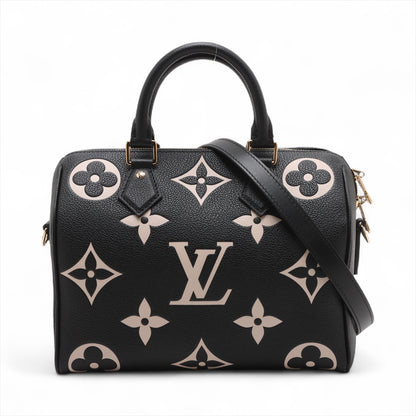 Speedy 25 Bandoulière Empreinte Leather Trunk Bag Black