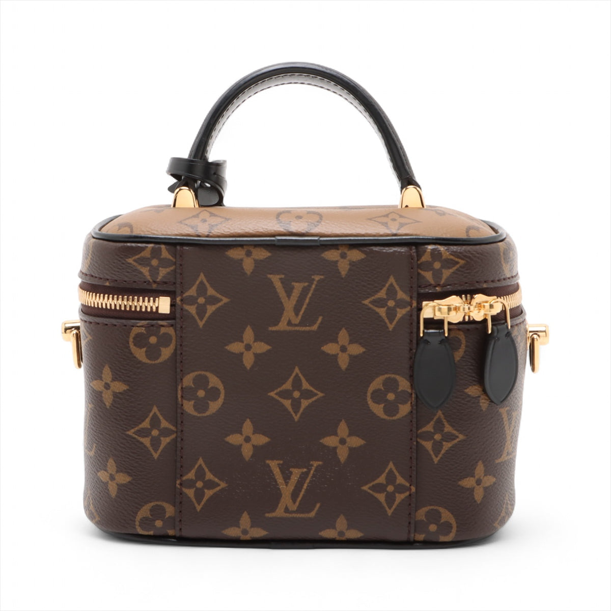 Vanity Leather Monogram Reverse Top-handle Handbag Brown