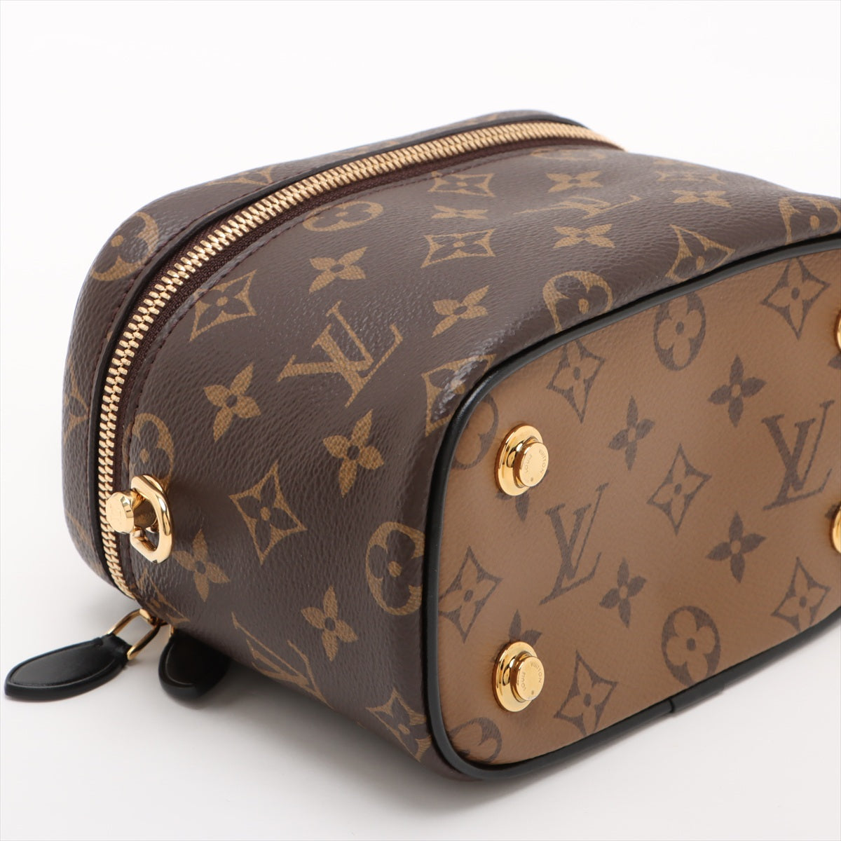 Vanity Leather Monogram Reverse Top-handle Handbag Brown