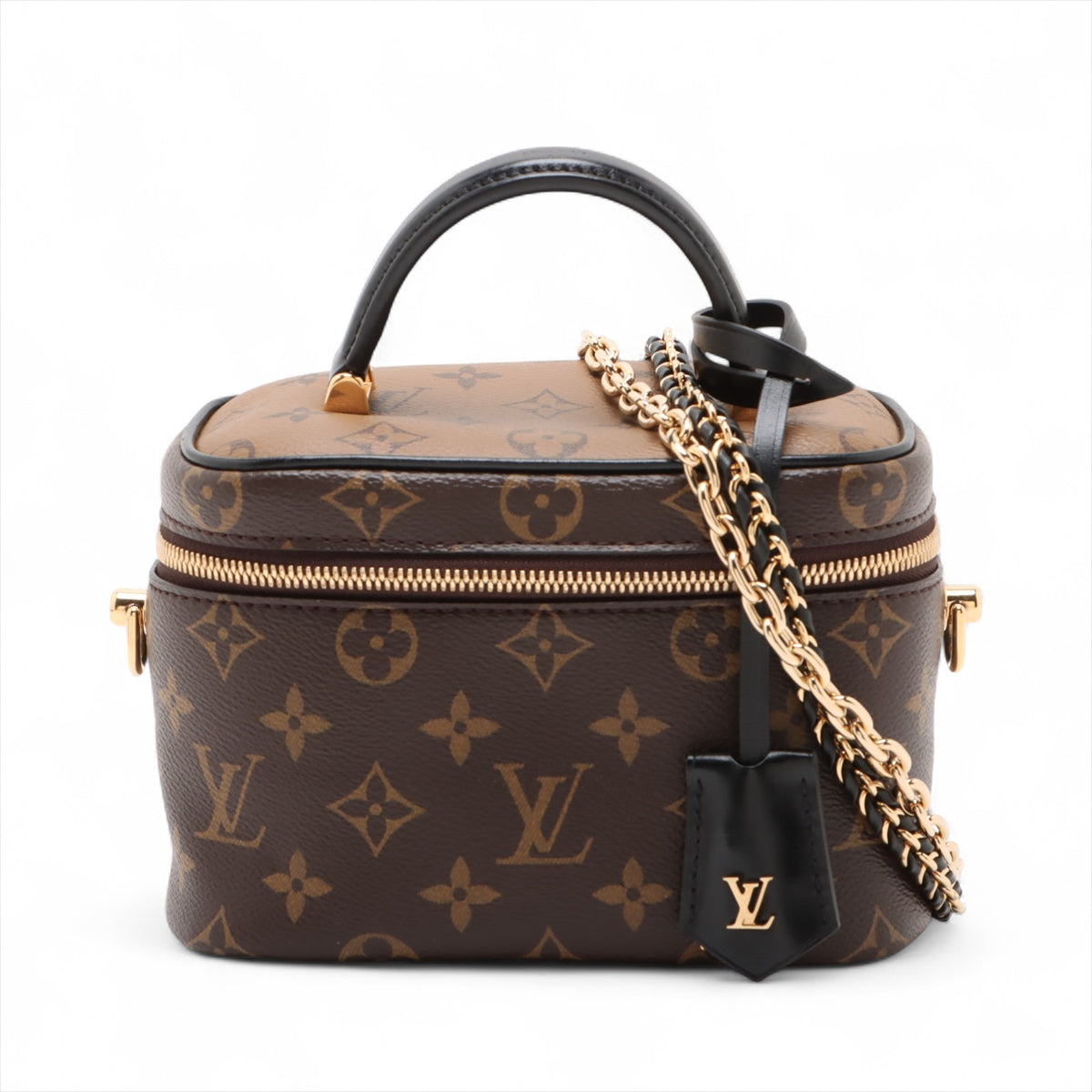 Vanity Leather Monogram Reverse Top-handle Handbag Brown